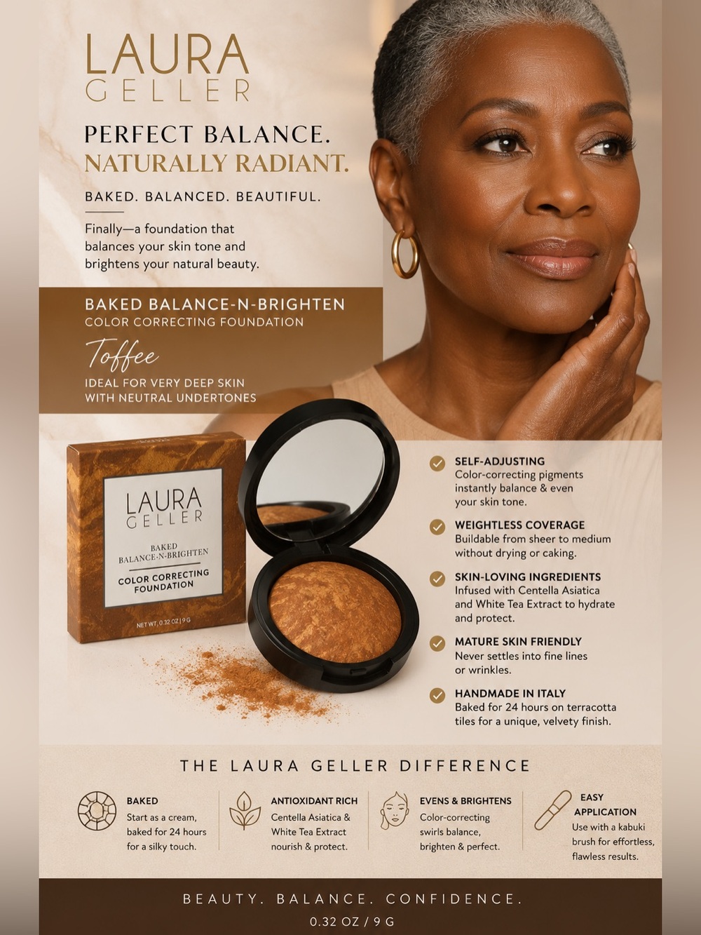 Laura Geller Baked Balance-n-Brighten Color Correcting Foundation Toffee NIB